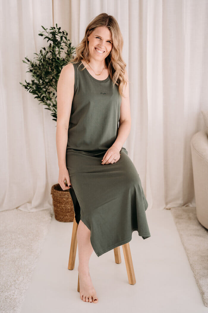 Studio Marie Lange jurk met split ( te personaliseren )