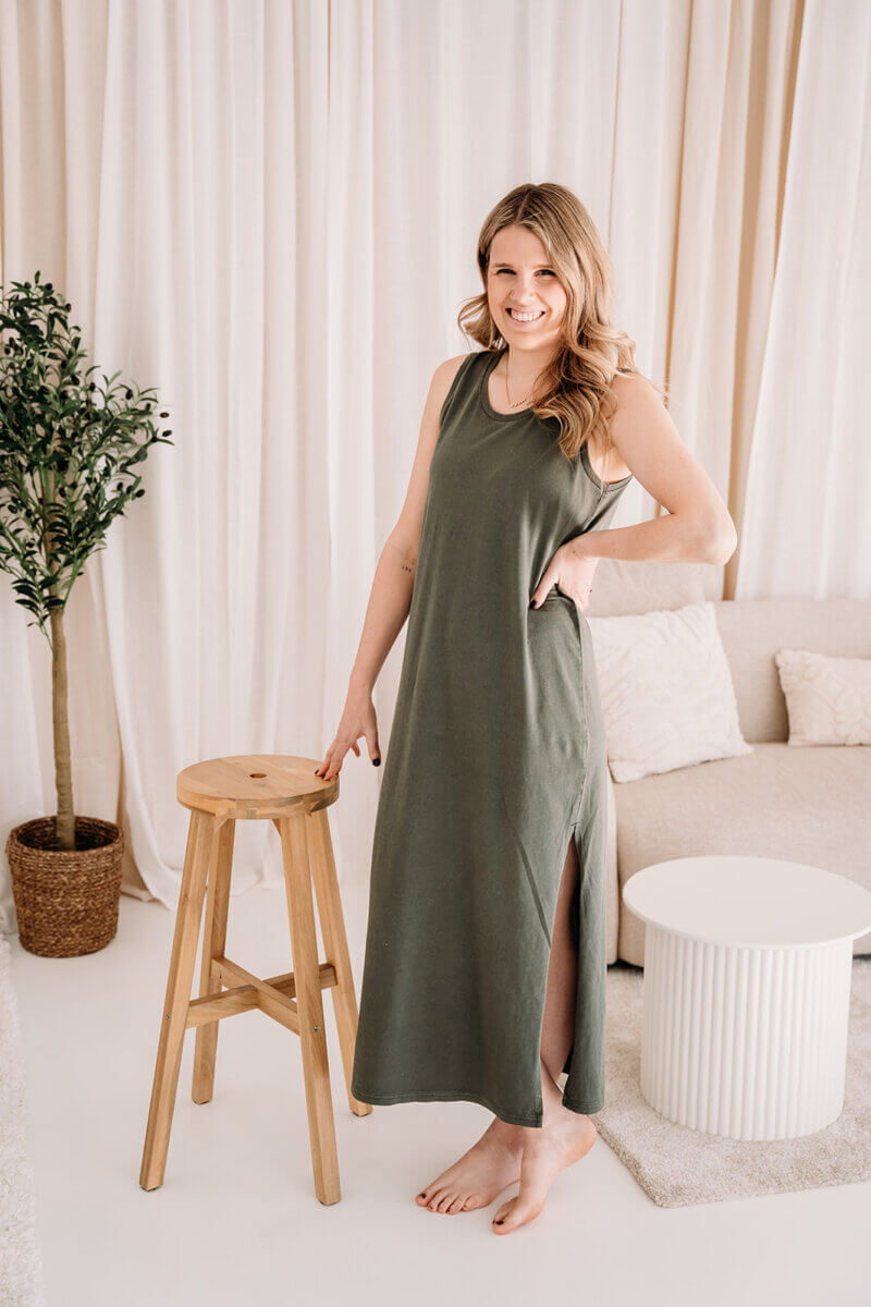 Studio Marie Lange jurk met split ( te personaliseren )